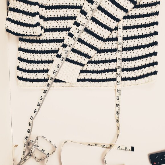 Madewell XXS Sweater Open Knit White/Deep Navy Blue Stripes Women XXSmall - Picture 9 of 13